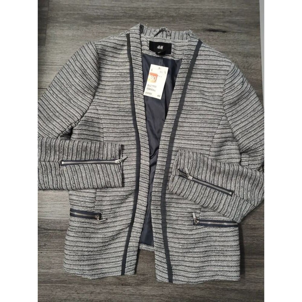 H&M women's office formal blazer suit tailored jackets XS-S gray black new tag